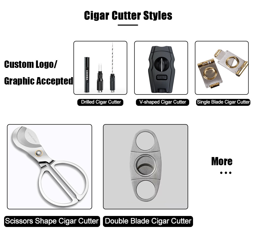 Rukioo Rectangle Design Custom logo Cigar Accessories Stainless Steel Double Blade Cigar v Cutter