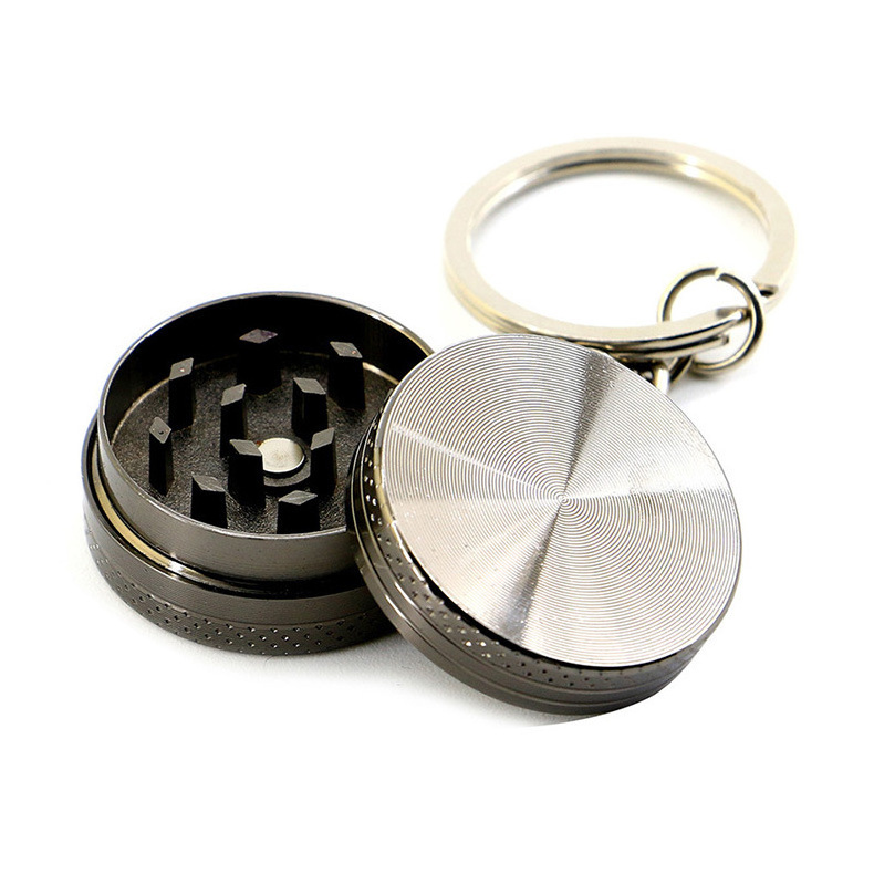 Wholesale small 30MM 2 layer zinc alloy herb grinder colorful mini keychain herb grinder