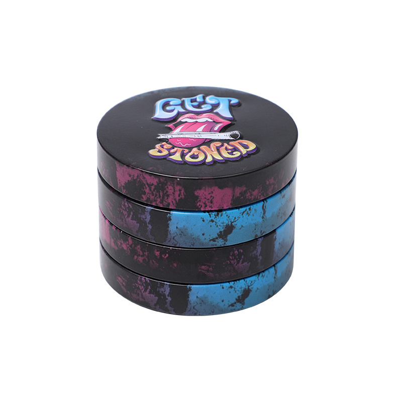 New Custom Designs 4 Layer Grinders Spice Grinder Embossed Logo Herb Grinder with Tin Surface