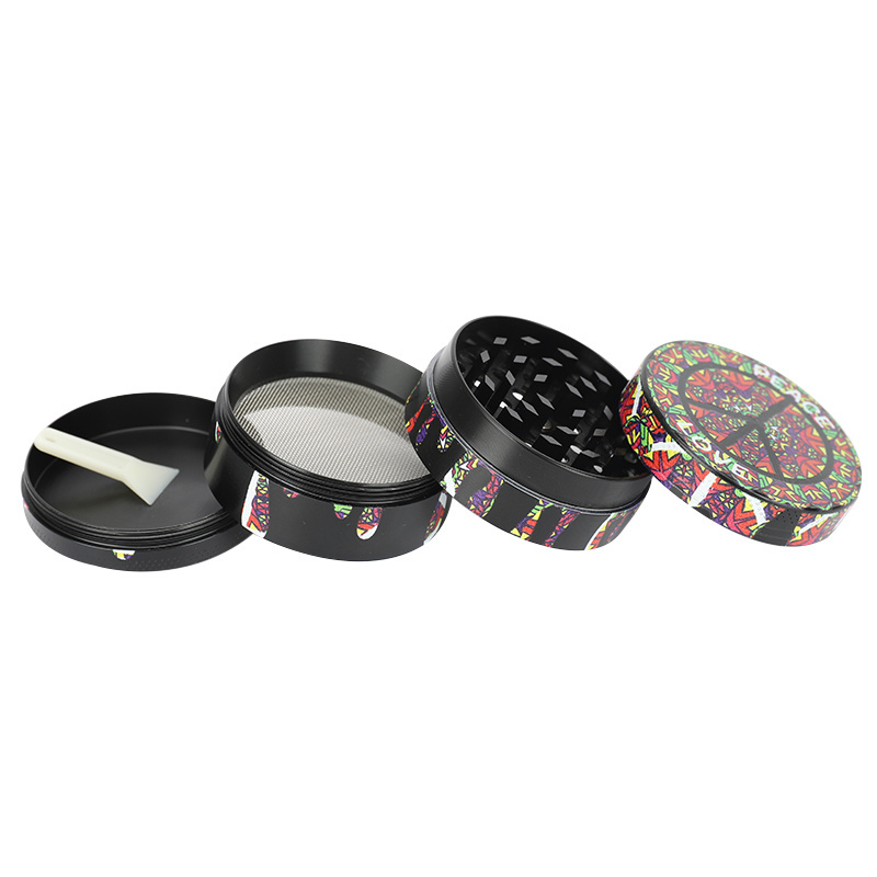 New black color printing metal herb grinder custom logo design 50mm tobacco grinder