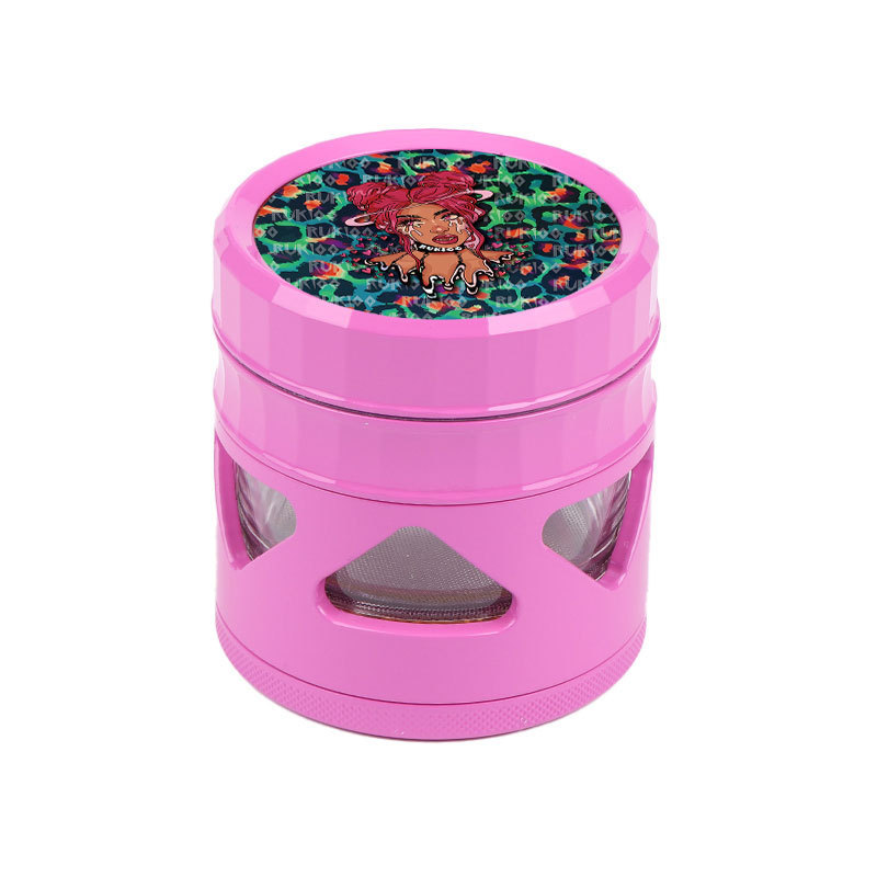 Rukioo Custom Aluminum Alloy Tobacco Smoke Grinder Ceramic Paint 4 Layers Metal Spice Herb Grinder