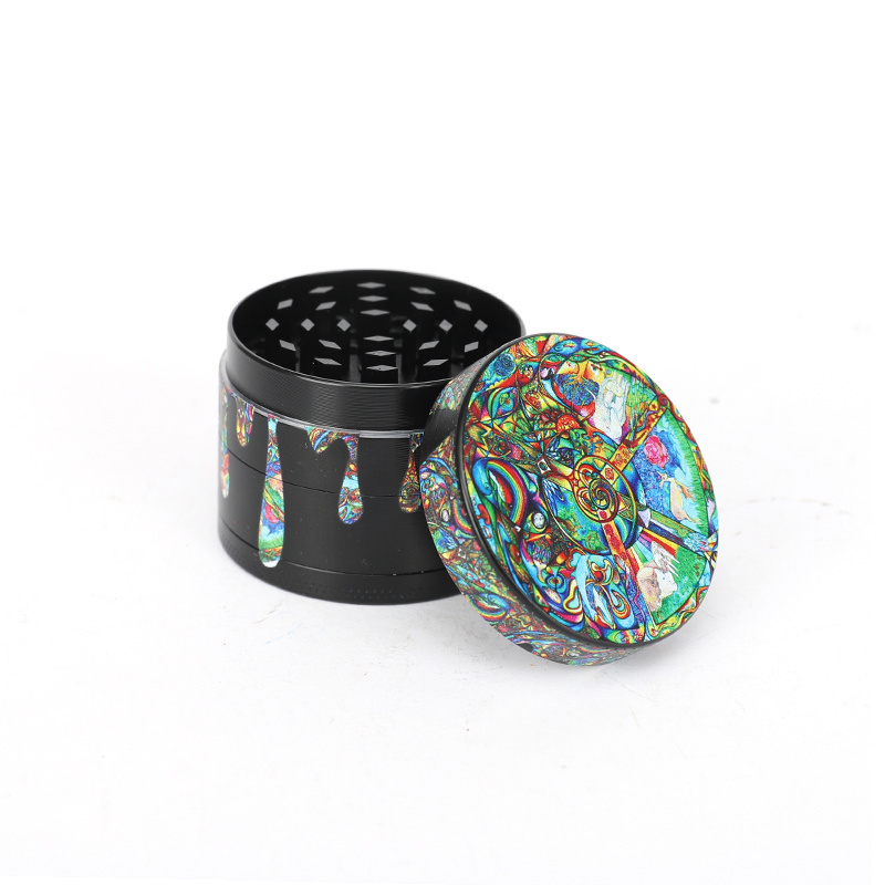 New black color printing metal herb grinder custom logo design 50mm tobacco grinder