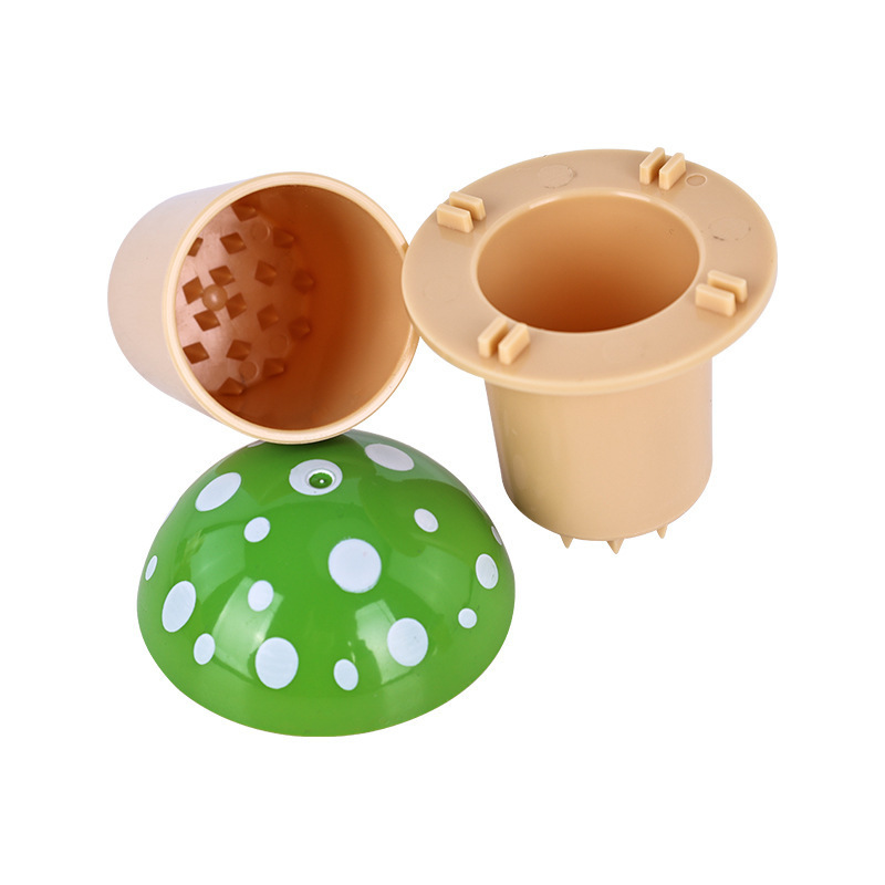 New design 3 layer 60MM mushroom shaped herb grinder with storage creative plastic herb grinder