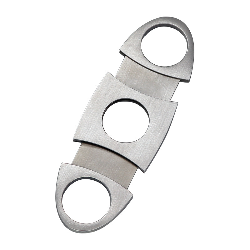 Custom Logo Cigar Accessories Metal Cigar Cutter Silver Table  Double Blade Cigar Cutter