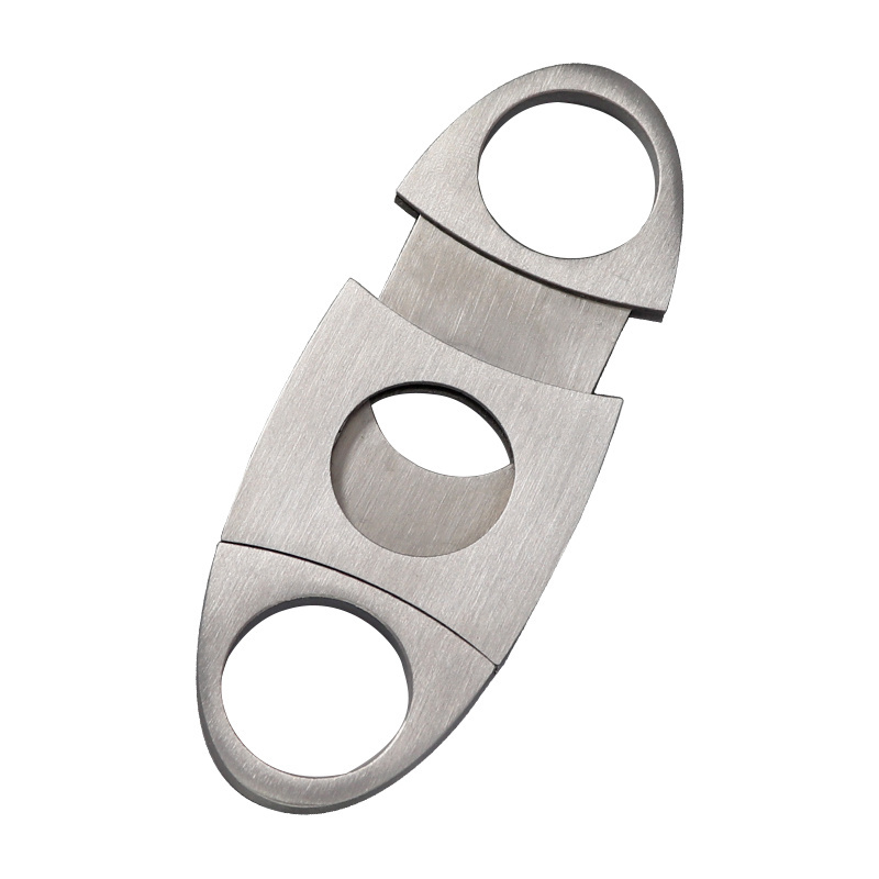 Custom Logo Cigar Accessories Metal Cigar Cutter Silver Table  Double Blade Cigar Cutter