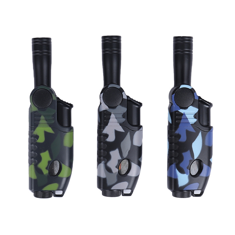 Jiju Wholesale Camouflage Jet Lighter wth Rotational  Neck Blue Flame Gas Torch Lighters for Kitchen Smoke Shop