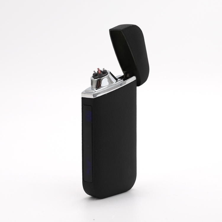 Custom Logo Rechargeable Electric Usb Cigarette Lighters Wholesale Double Arc Black Lighter