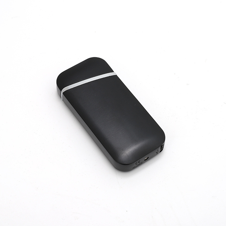 Custom Logo Rechargeable Electric Usb Cigarette Lighters Wholesale Double Arc Black Lighter