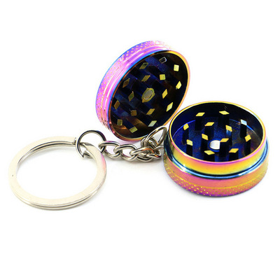 Wholesale small 30MM 2 layer zinc alloy herb grinder colorful mini keychain herb grinder