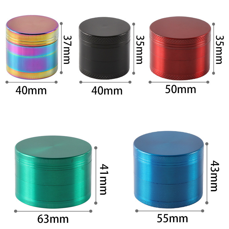 Wholesale High Quality Zinc Alloy Colorful Hemp Grinder 55MM Logo Customized Metal Herb Grinder