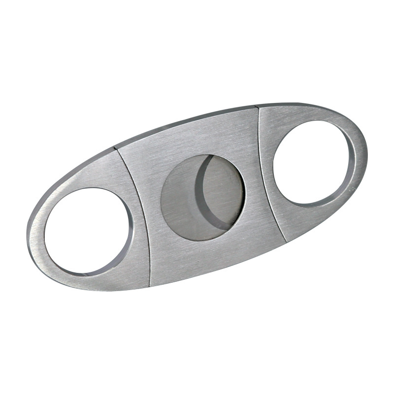 Custom Logo Cigar Accessories Metal Cigar Cutter Silver Table  Double Blade Cigar Cutter