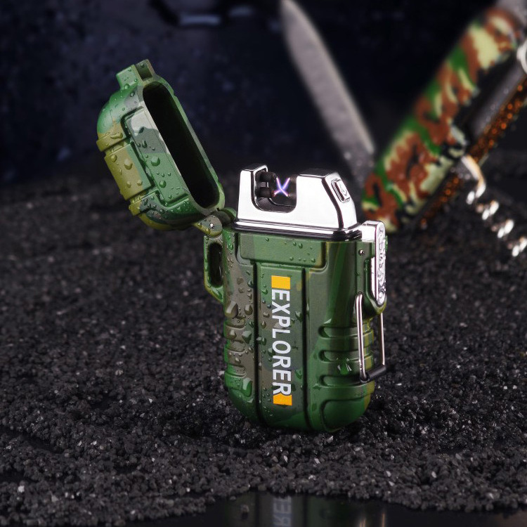 New Design Cool Waterproof USB Charging Outdoor Lighter Military Style Electronic Lighter