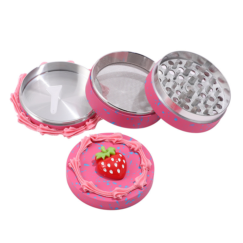 2024 Wholesale 4 Part Herb Grinder 63mm Cake Shaped Grinder Tobacco Spice Crusher Grinder