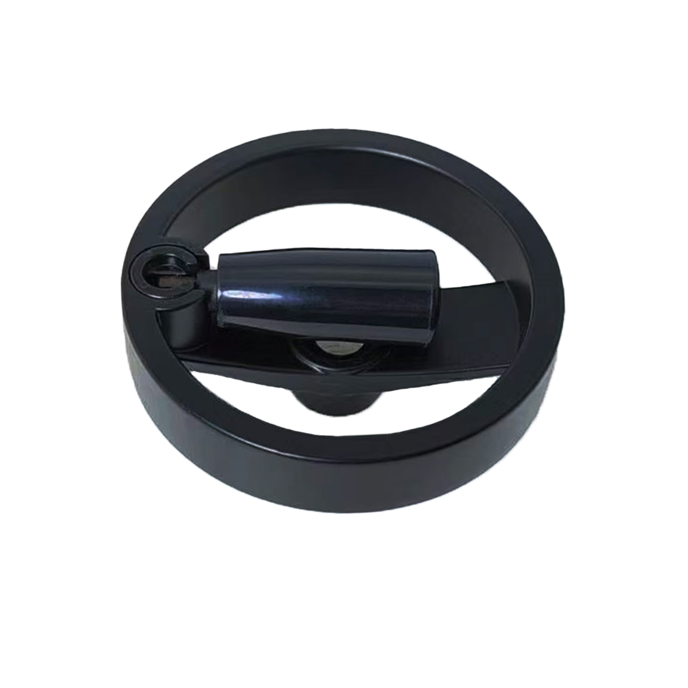 High quality 140mm 250mm aluminum alloy black double spoked handwheel with folding handle