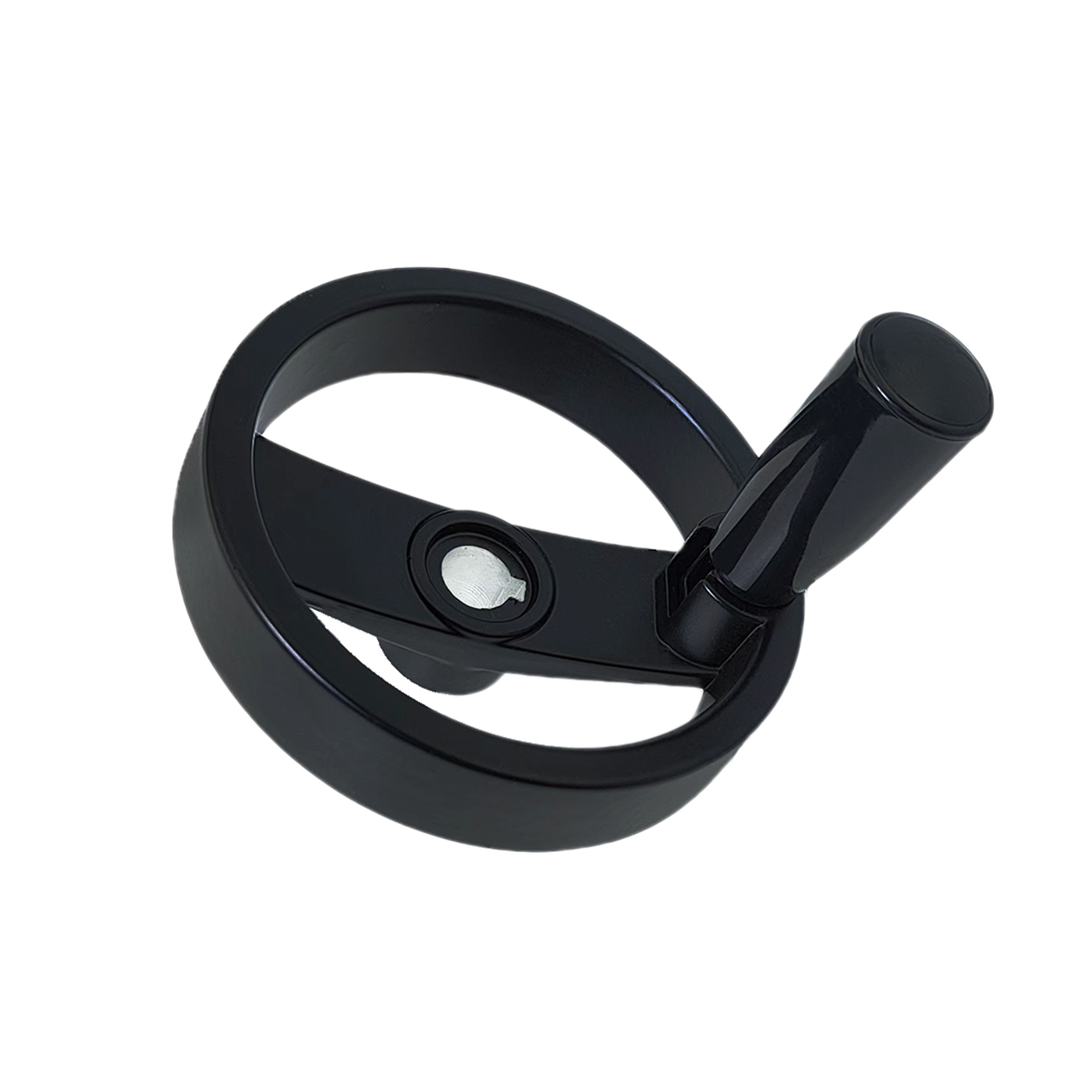 High quality 140mm 250mm aluminum alloy black double spoked handwheel with folding handle