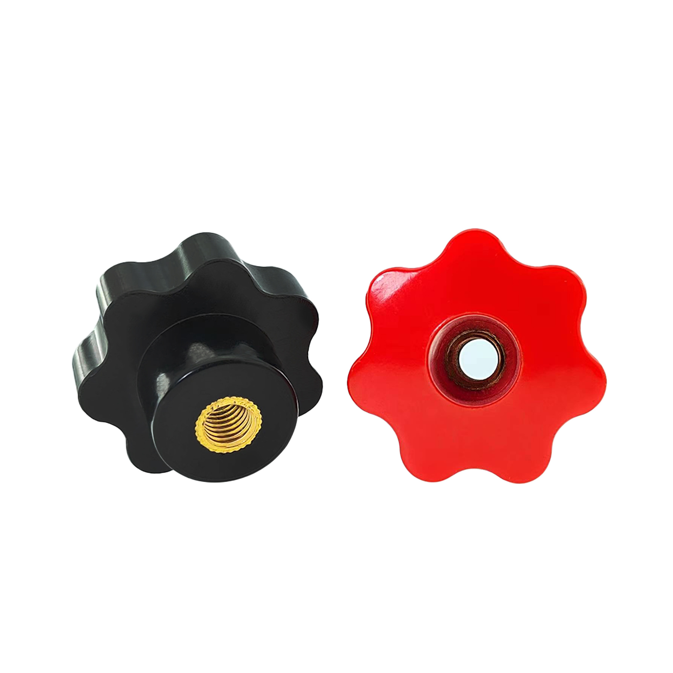 Through-hole brass stainless steel Metric American British system threaded Bakelite Star shaped knob Seven star handle knob