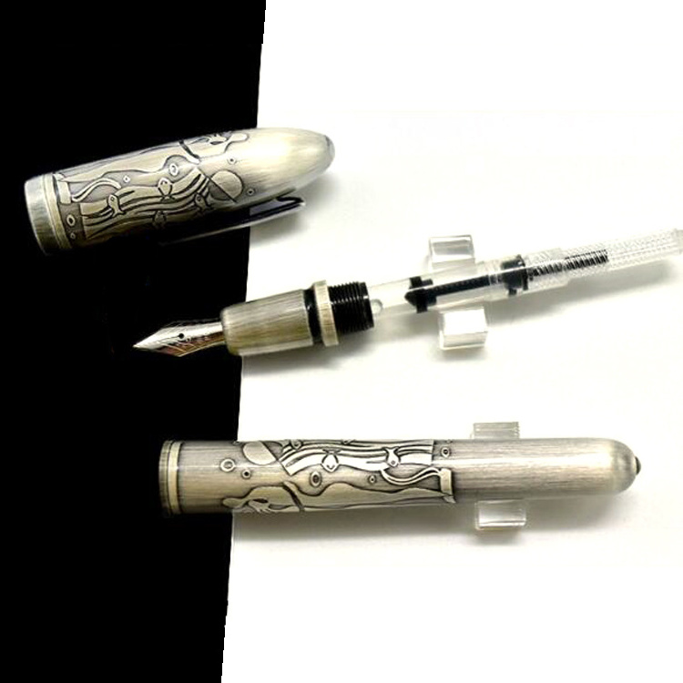 NM-66F Ancient Silver Fountain Pen 3D Corrosion Customized Calligraphy Executive Pens