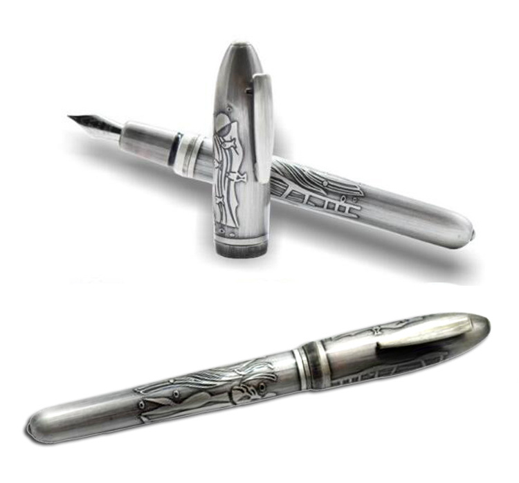 NM-66F Ancient Silver Fountain Pen 3D Corrosion Customized Calligraphy Executive Pens