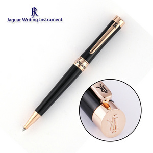 JR4015 (Rose Gold) Brass made twist type ball pen 3D Slant top "JR" pop up Logo ball point pen