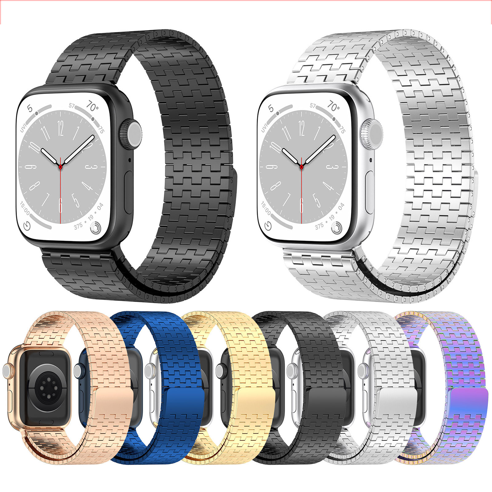 HMJ New Good Quality Smart Watch Belt Magnetic Men Chain Strap 49mm Stainless Steel Watch Band For Apple Watch Ultra