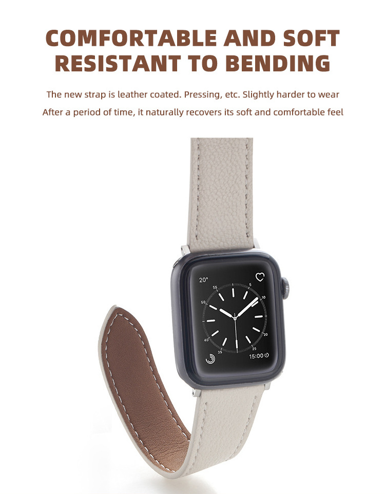 Wholesale 2024 colorful stainless steel connecter colorful magnetic buckle watch strap for luxury real leather apple watch band