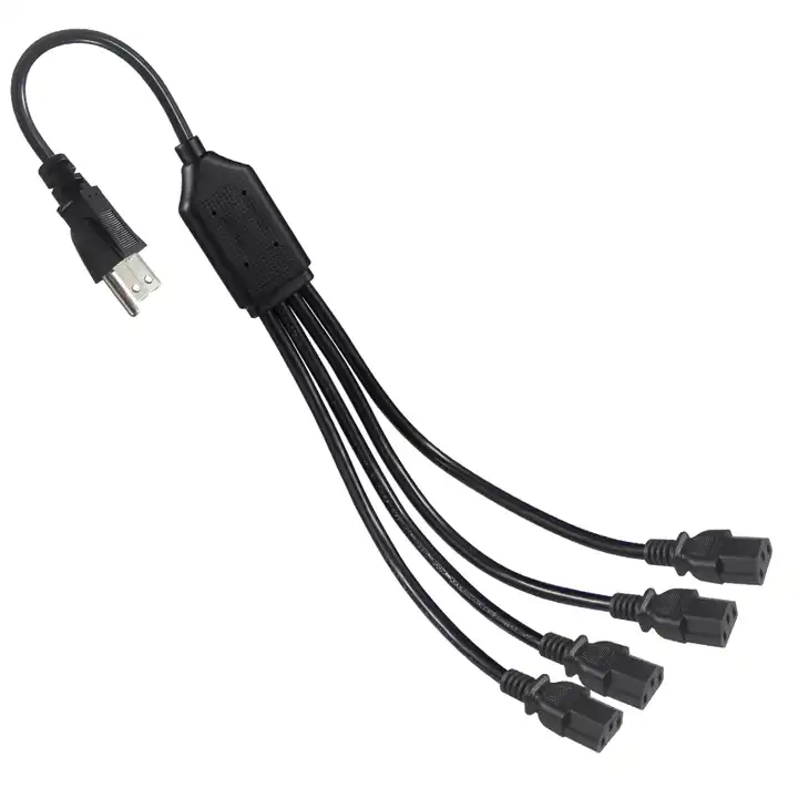 US Standard NEMA 5-15P TO Right Angle C13 Y Branch Splitter Power Cords Computer Monitor TV Replacement Power Cord, 6', Black