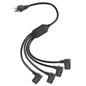 US Standard NEMA 5-15P TO Right Angle C13 Y Branch Splitter Power Cords Computer Monitor TV Replacement Power Cord, 6', Black