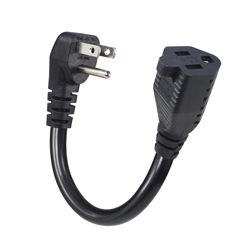 14AWG/3C Gauge Waterproof  Cold Weatherproof Right Angle Us Plug NEMA 5-15P to NEMA 5-15R Cord Rubber Ac Power Cord