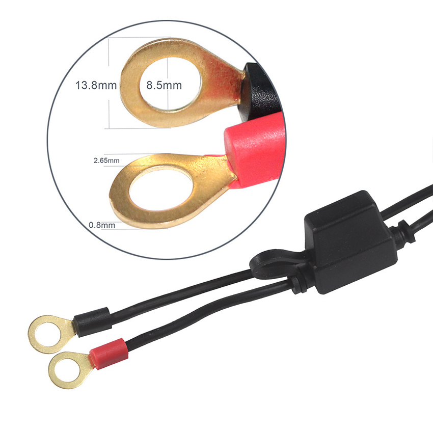 Sae to O Ring Terminal Harness Cable 16awg Motorcycle Battery Trickle Charger Extension Cord