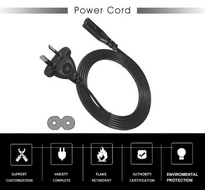 Indoor 2 pin SAA Australia Argentina Plug Iec320 C7  Power Cable Portable Office Extension Cord