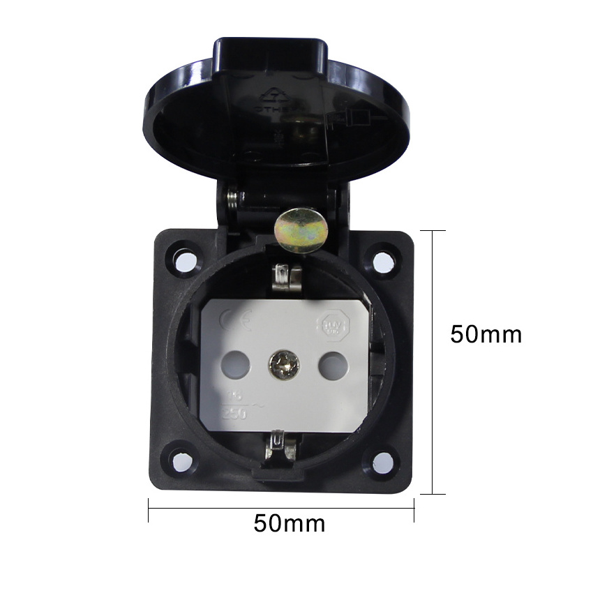 France Waterproof Power Socket 250v Ac IP54 Outdoor Waterproof Outlet With Square Cover