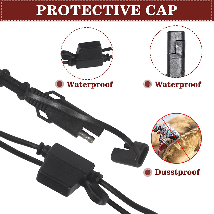 12V Motorcycle Battery Charger Terminal to SAE Quick Disconnect Cable Connector Harness SAE Adapter