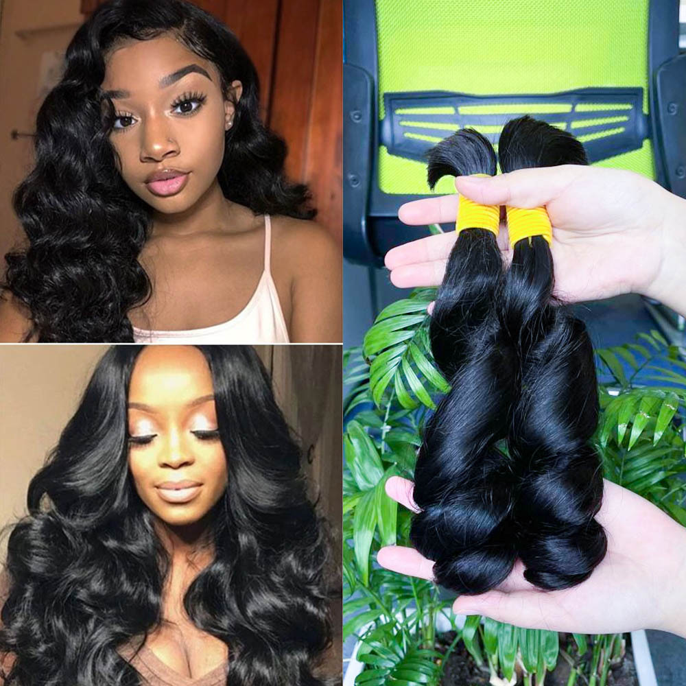 Unprocessed hair Cuticle Aligned Human Hair Extensions Peruvian Bulk Hair Loose Wave Bundles