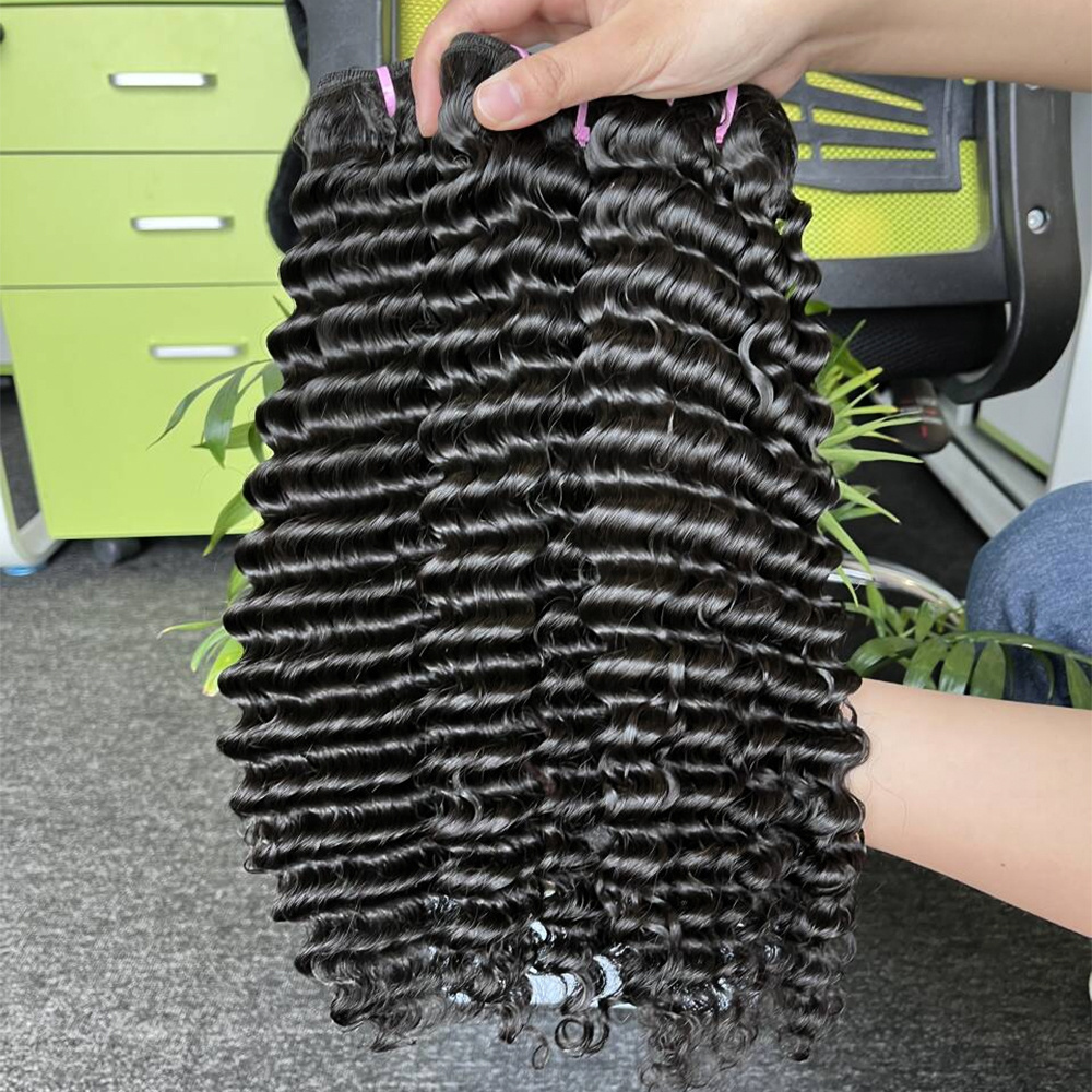 Wholesale Deep Wave 12a Double drawn raw brazilian peruvian indian Fumi virgin vendor 100% human hair extension bundle