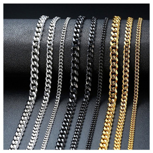 Cheap gold Stainless Steel Cuban Chain necklace for men Hip Hop silver Chain Necklace