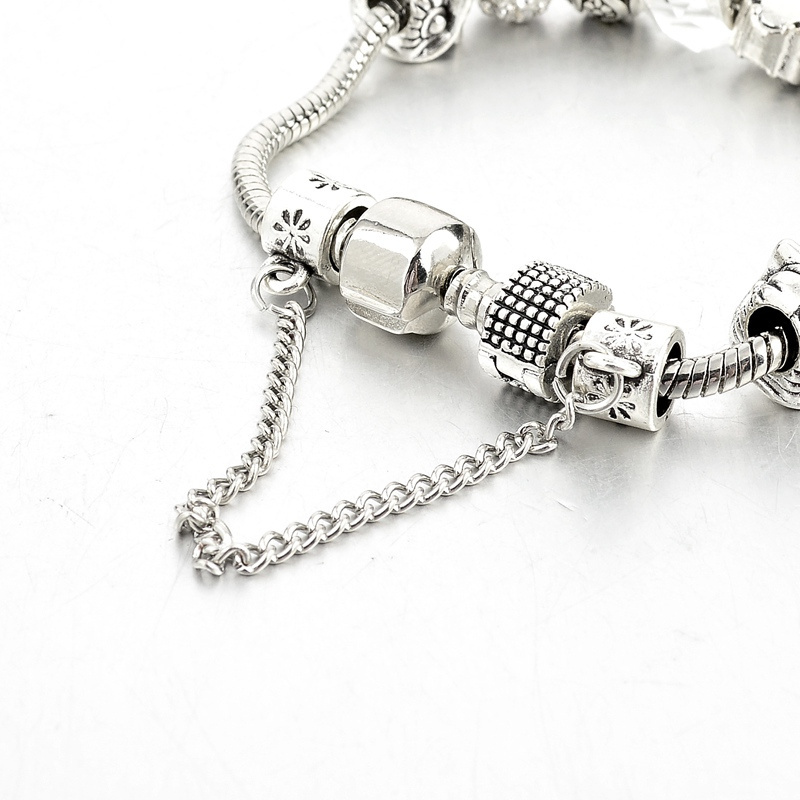 Rock Crystal Charm Bracelet Stylish Silver Women Beads Bracelets