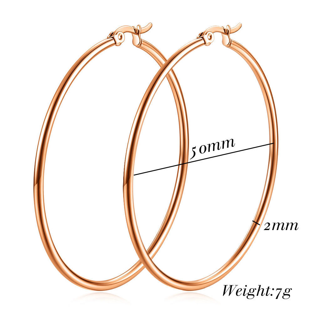 Essentials Gold Plated or Stainless Steel Flattened Hoop Earrings Gold plated Hoop  50 mm Earrings for Women