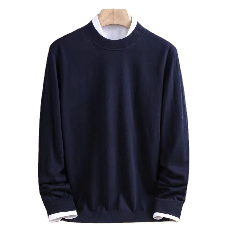 Cashmeren Men's  Knit Crewneck Sweater Cashmere Wool Classic Long Sleeve Pullover