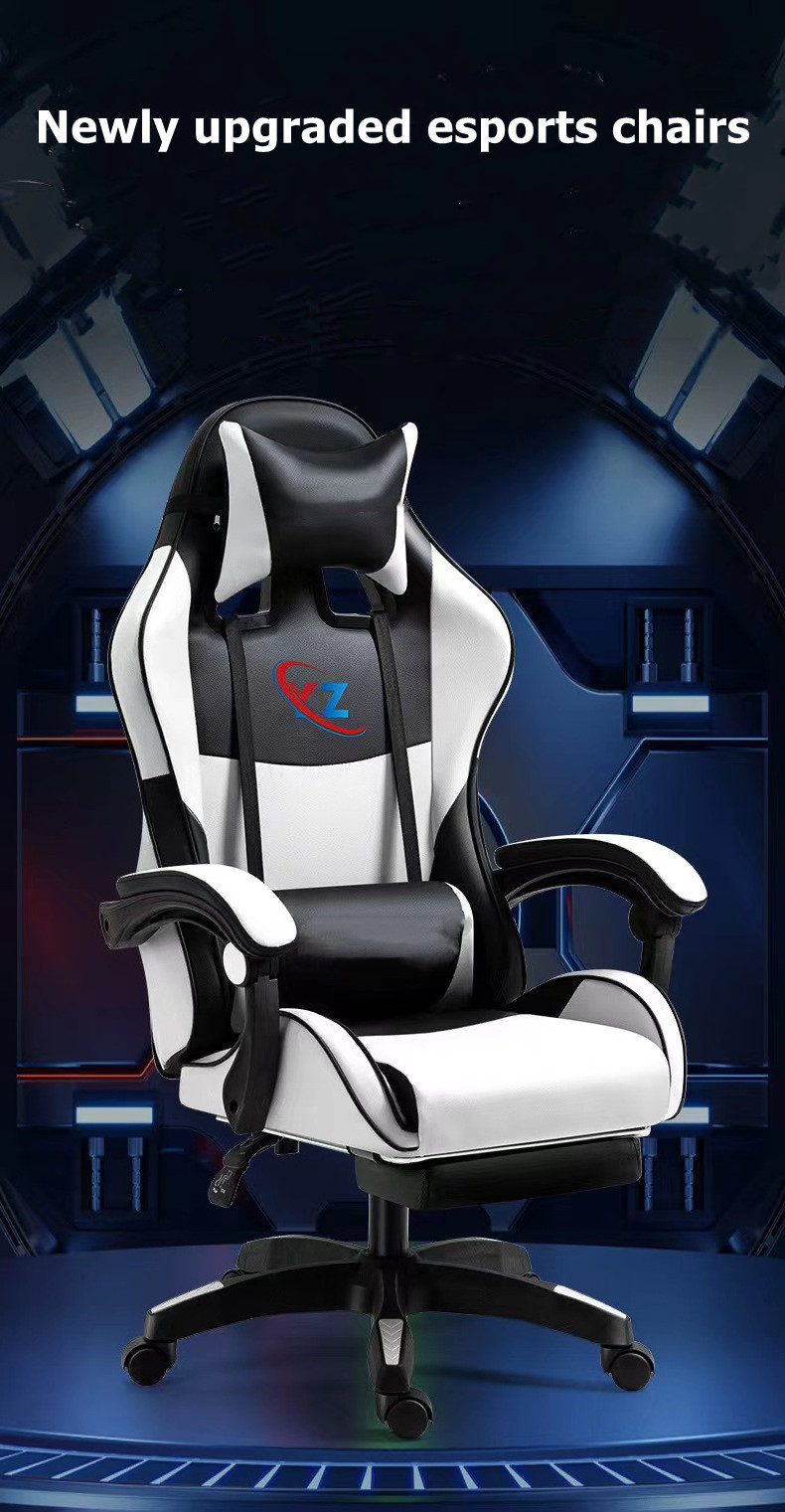 Factory wholesale leather reclining gamer chair LED light RGB heavy duty commercial LOGO customized gaming chair