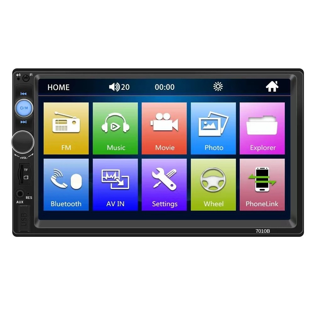 Single din car stereo DVD player with retractable 7