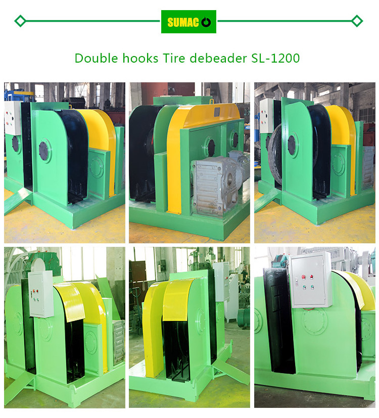 Double hook recycling car tyre debeader for sale