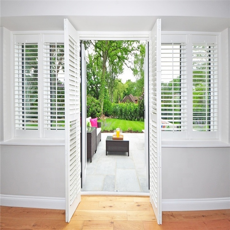 High Quality 89mm Blades White Window Shutters PVC Plantation Shutters