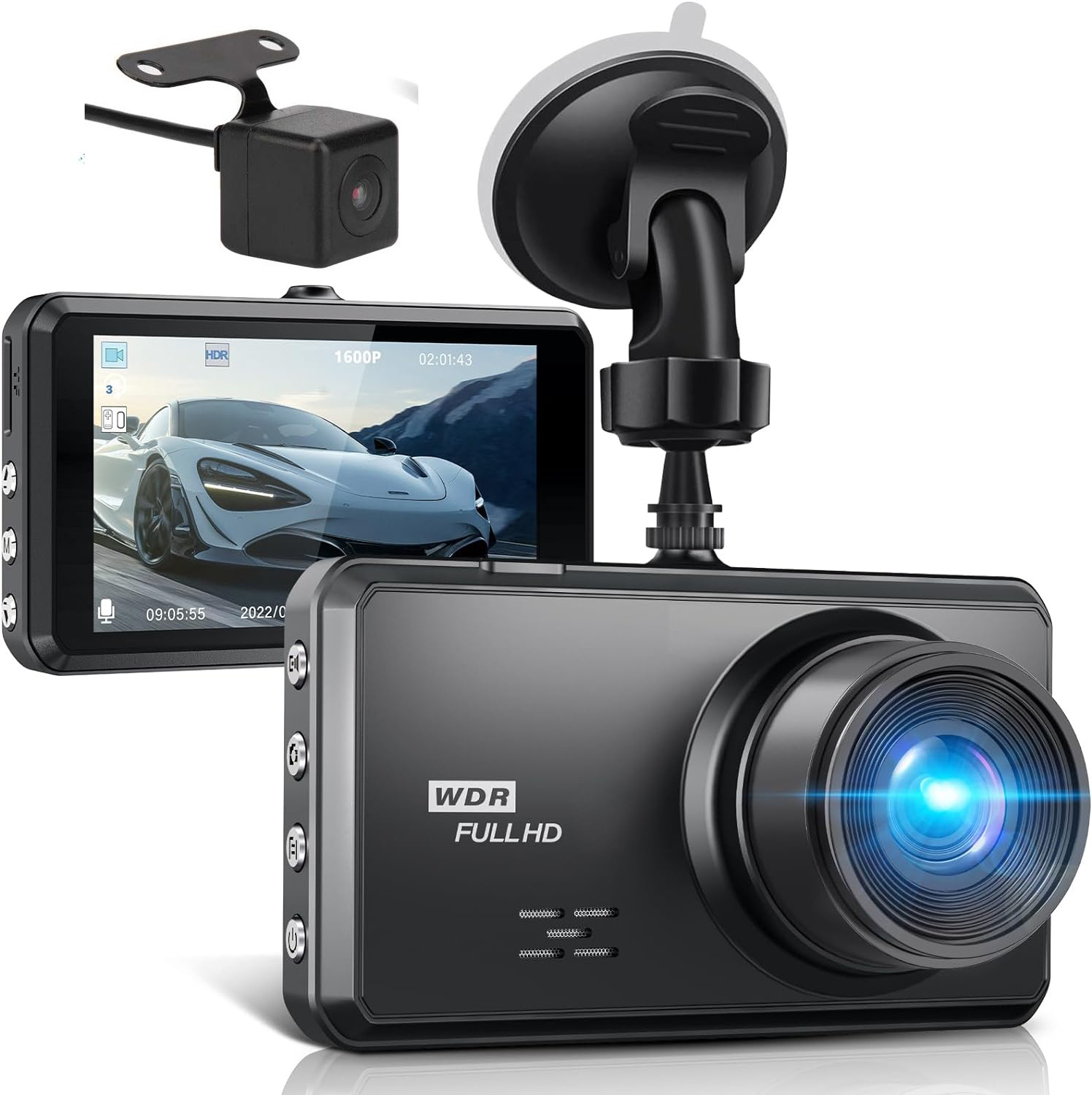 Dash Cam Front and Rear, 4K/2.5K Full HD Dash Camera for Cars, Built-in Wi-Fi GPS,Night Vision,Wide Angle Loop Recording