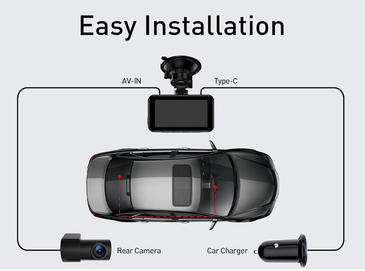 Dash Cam Front and Rear, 4K/2.5K Full HD Dash Camera for Cars, Built-in Wi-Fi GPS,Night Vision,Wide Angle Loop Recording