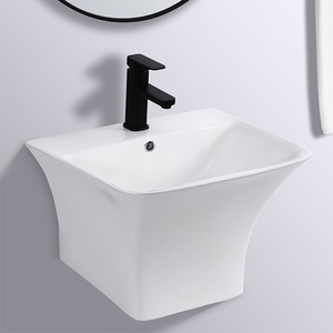 CE basin wall mount ceramic half pedestal wall hung basins semi modern contracted wash sink wall mount bathroom sink