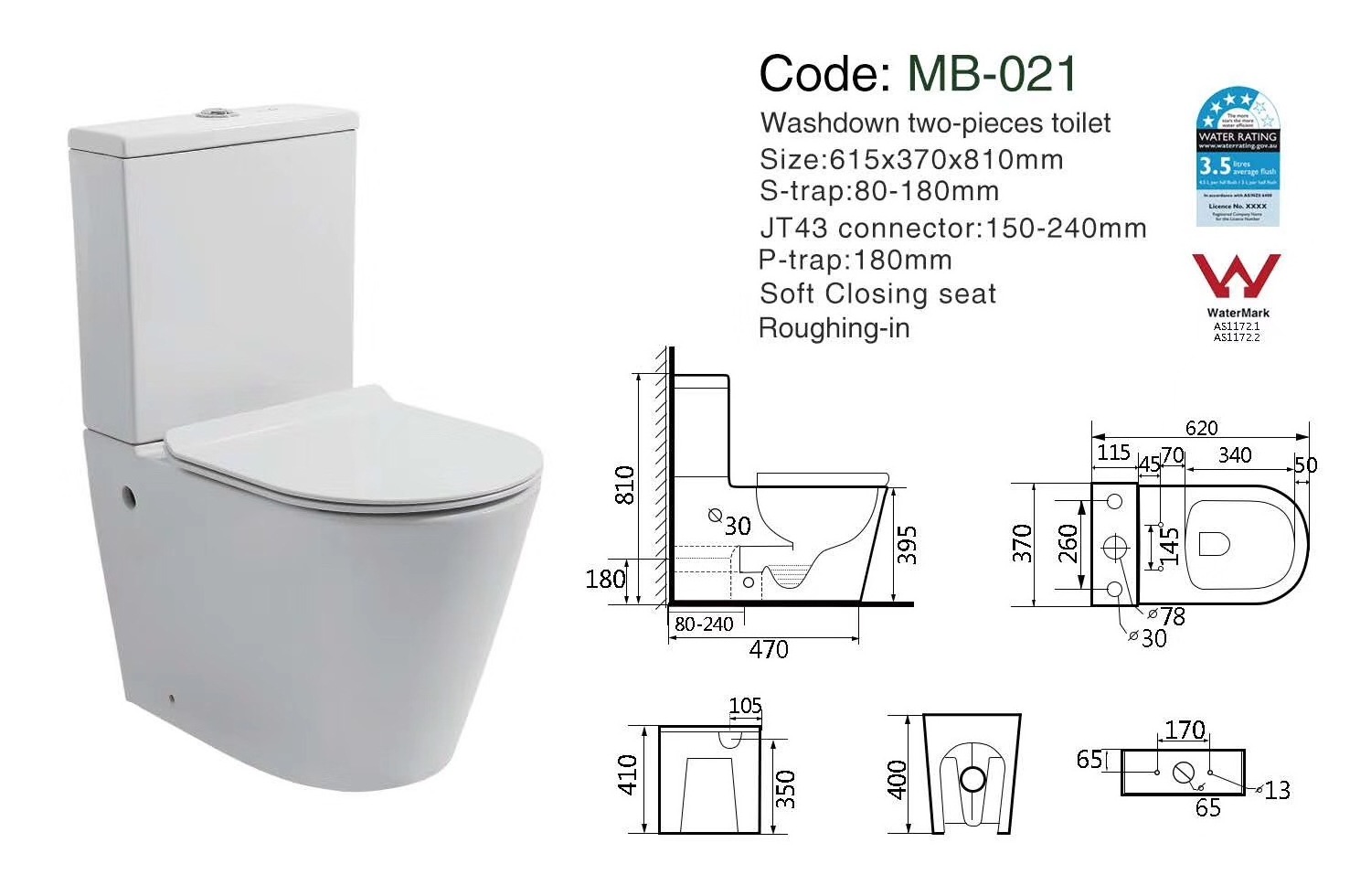 New Model Sanitary Ware Two-Piece ceramic Bathroom Wc Water Closet Rimless Standing Tall Toilet