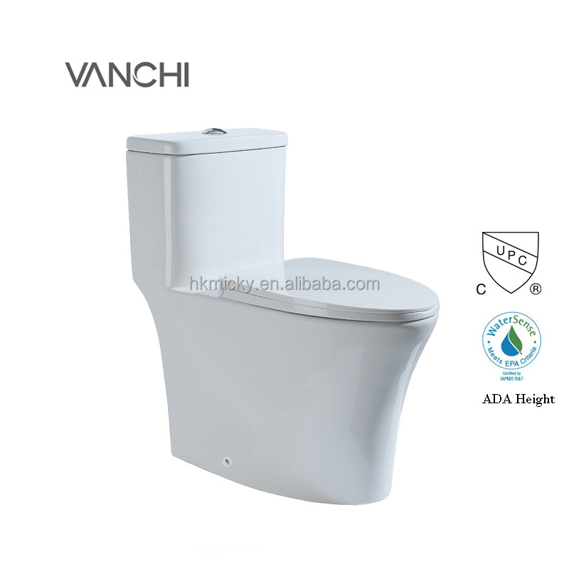 Inodoro ada elongated ceramic siphonic one piece toilet wc sanitary ware s-trap water closet bathroom toilet bowl set