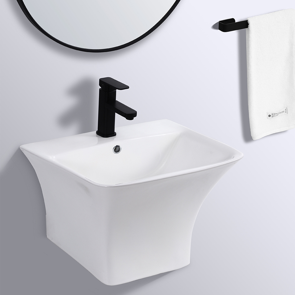 CE basin wall mount ceramic half pedestal wall hung basins semi modern contracted wash sink wall mount bathroom sink