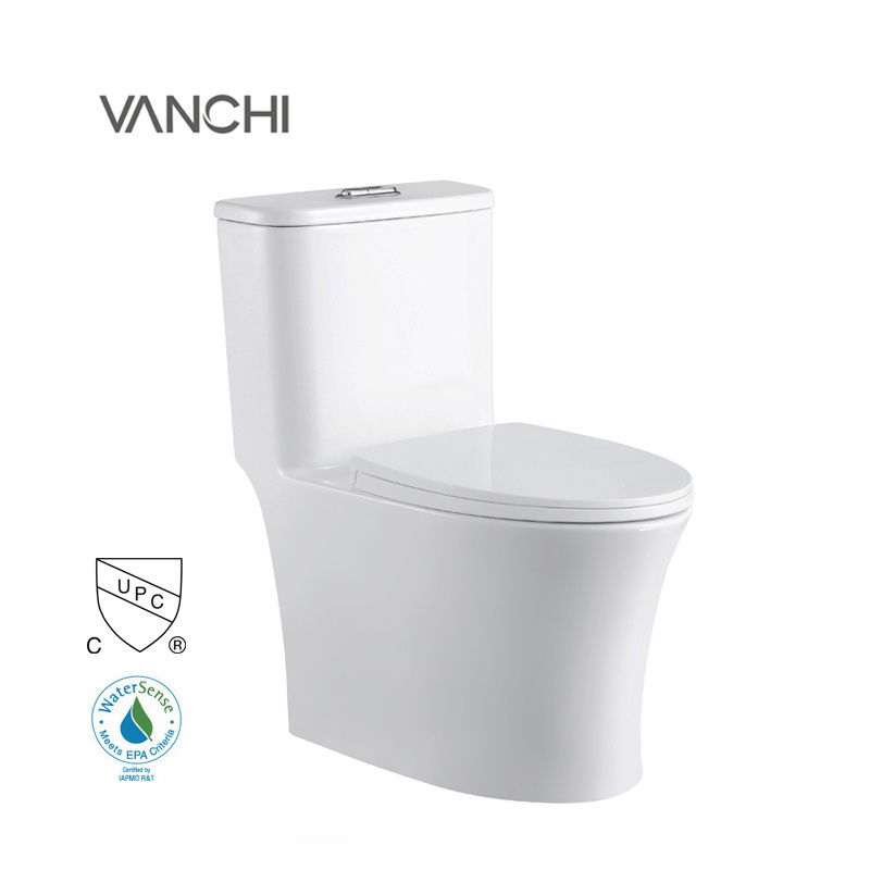 Inodoro Hot sale North America tall parts s-trap siphonic CUPC one piece toilet white ceramic bathroom wc toilet bowl