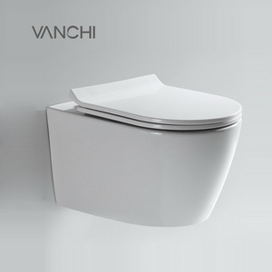 Inodoro Sanitary wares Bathroom  water closet ceramic WC one piece wall hung rimless toilet bowl toilet set